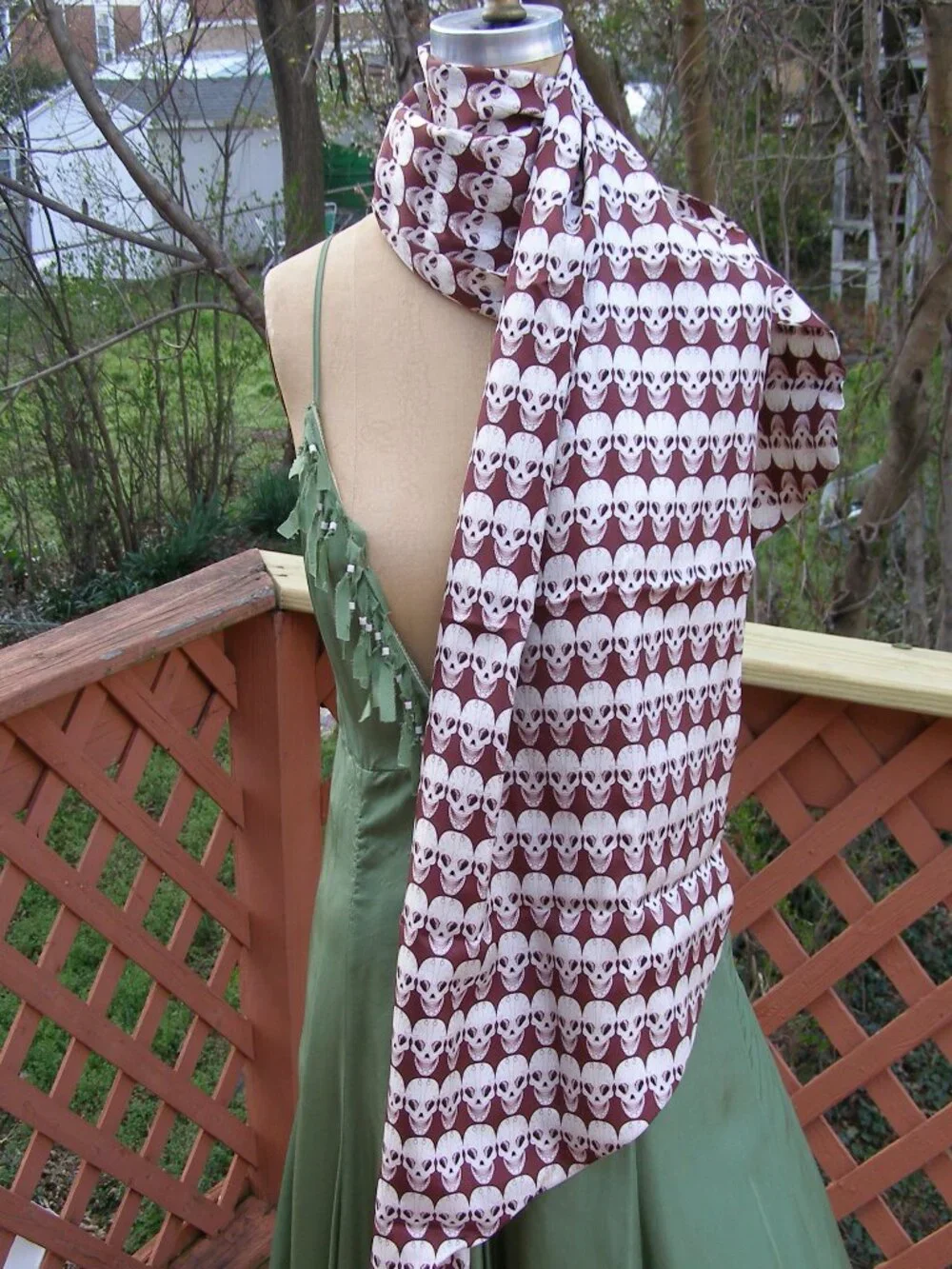 RARE NEW Thomas Wylde Skull print Silk Scarf Brown White